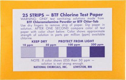 99301 B-T-F Chlorine Test Paper Envelopes